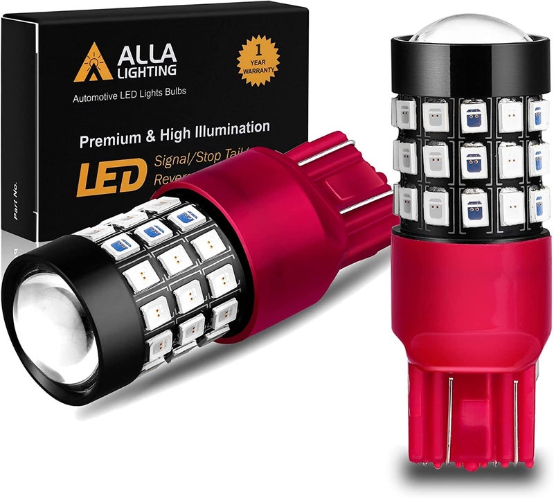 Alla Lighting Newly Upgraded 7440 7443 LED Brake Stop, Tail, Turn Signal Lights Bulbs, Red T20 Wedge 7444 7440LL 7443LL W21W 992 Super Bright 2835-SMD Replacement - Image 1